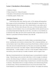 Lecture 1: Introduction to Electrochemistry