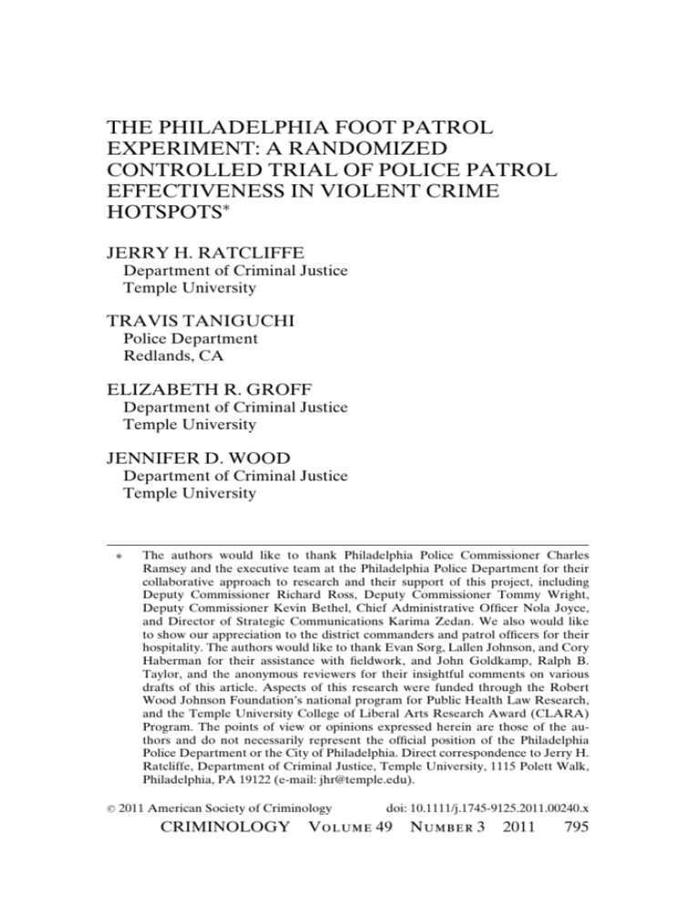 philadelphia foot patrol experiment results