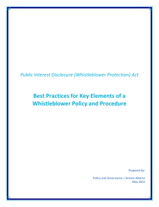 Best Practices for Key Elements of a Whistleblower Policy and