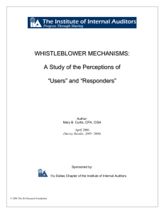 WHISTLEBLOWER MECHANISMS: A Study of the Perceptions of