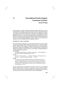 Unconditional Positive Regard: Constituent Activities 10
