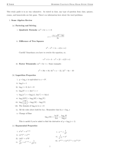 B Veitch Business Calculus Final Exam Study Guide This study