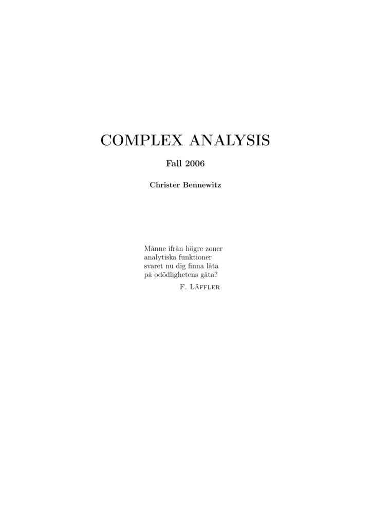 Complex analysis