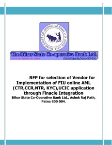 RFP for selection of Vendor for Implementation of FIU online AML
