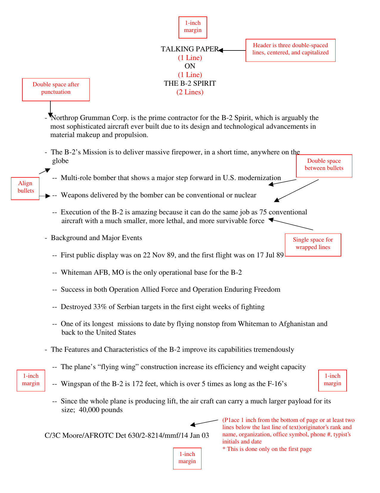 Air Force Talking Paper Template