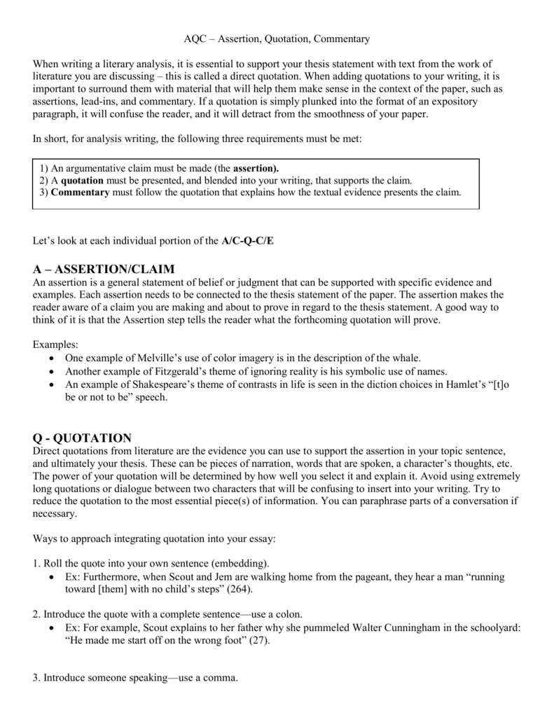 Commentary Writing Sample | HQ Template Documents