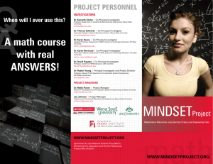 MINDSETProject - the Mindset Project for Mathematics Instruction