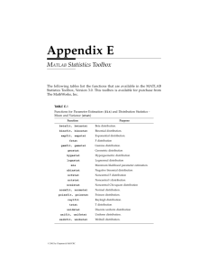 Appendix E: MATLAB Statistics Toolbox