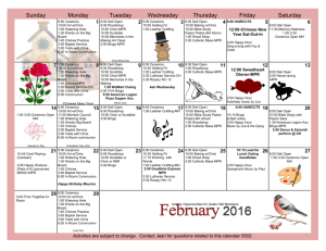 Gates February 2016 Calendar