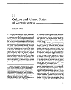 Culture and Altered States of Consciousness