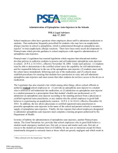 Administration of Epinephrine Auto-Injectors in the Schools PSEA