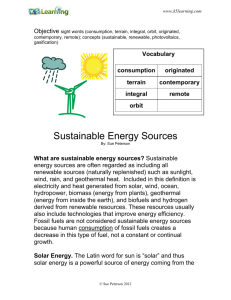 Sustainable Energy Sources