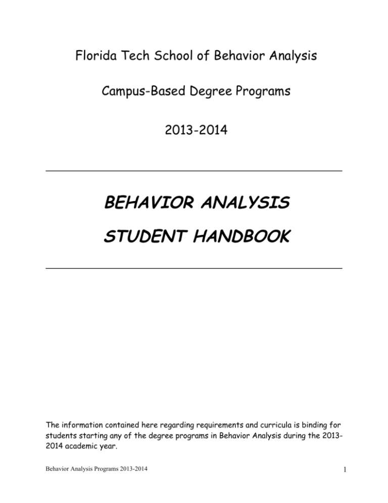 behavior analysis student handbook