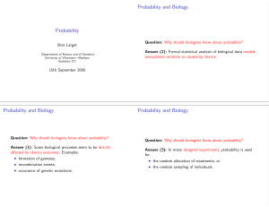 Probability and Biology Probability