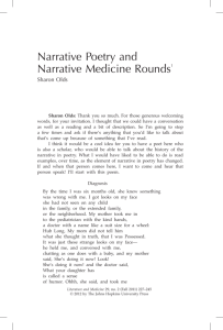 Narrative Poetry and Narrative Medicine Rounds1