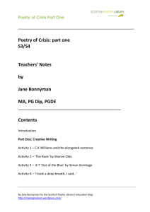 Poetry of Crisis: part one S3/S4 Teachers' Notes by Jane Bonnyman