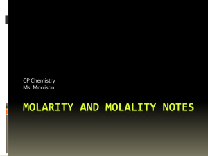 molarity and molality notes
