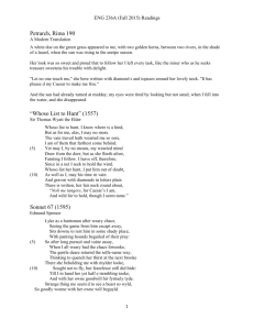 Petrarch, Rima 190 “Whoso List to Hunt” (1557) Sonnet 67 (1595)