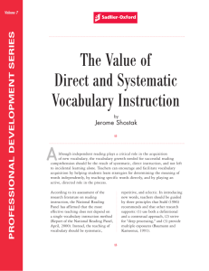 The Value of Direct and Systematic Vocabulary Instruction
