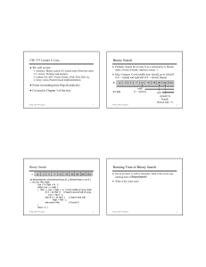 Binary Search Running Time of Binary Search