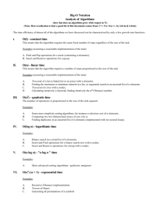 Big-O Notation Analysis of Algorithms