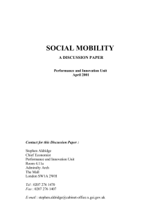 Social Mobility : A Discussion Paper