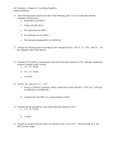 AP Chemistry—Chapter 14: Acid-Base Equilibria Practice Problems