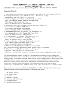 Vasquez High School -- AP Chemistry -- Syllabus -- 2013