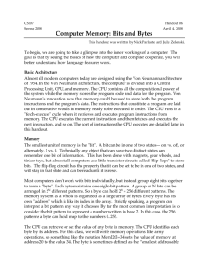 Computer Memory: Bits and Bytes