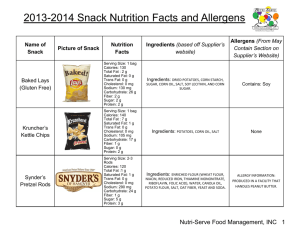 2013-2014 Snack Nutrition Facts and Allergens