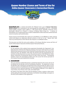 Quaver Member License and Terms of Use for
