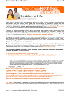 UF - Residence Life - Rules and Regulations 04-05