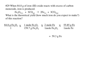 #29 When 84.8 g of iron (III) oxide reacts with excess of carbon