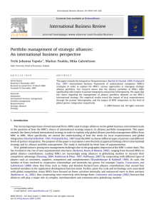 Portfolio management of strategic alliances: An international
