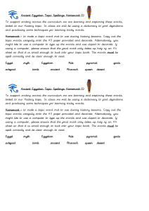 Ancient Egyptian Topic Spellings Homework (1) To support writing
