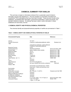 Chemical Summary for Vanillin