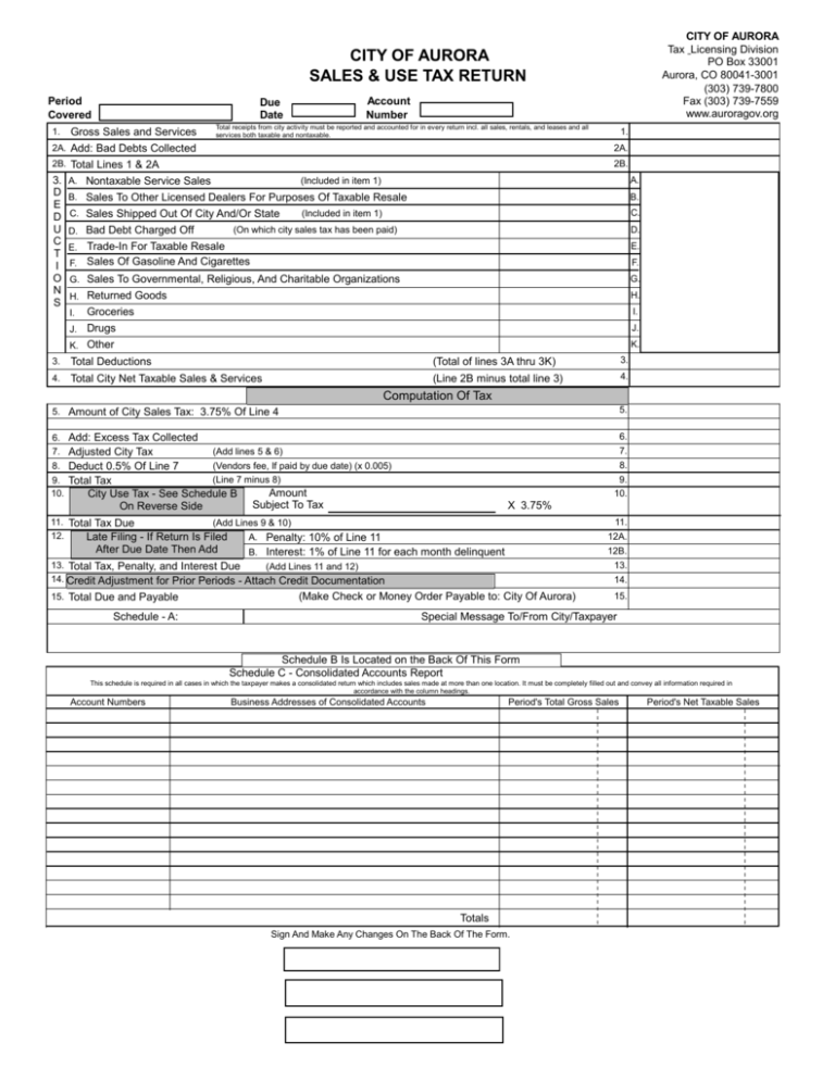 Sales And Use Tax Return Form