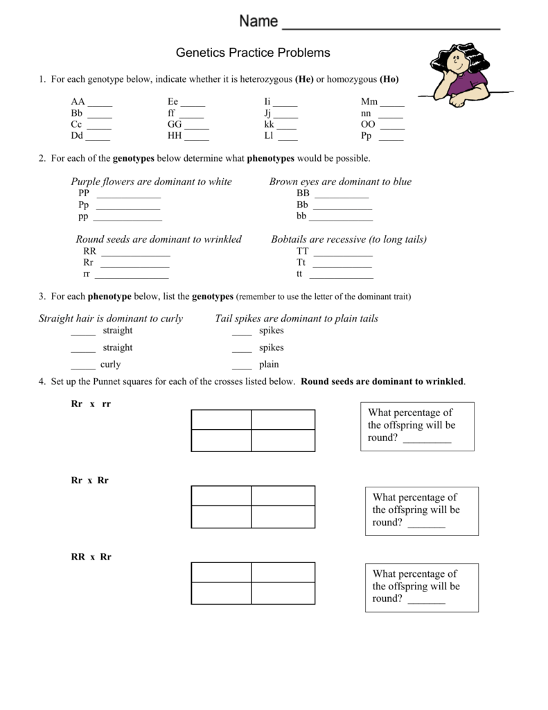 Genetics Practice Problems – Simple Within Genetics Practice Problems Worksheet Answers