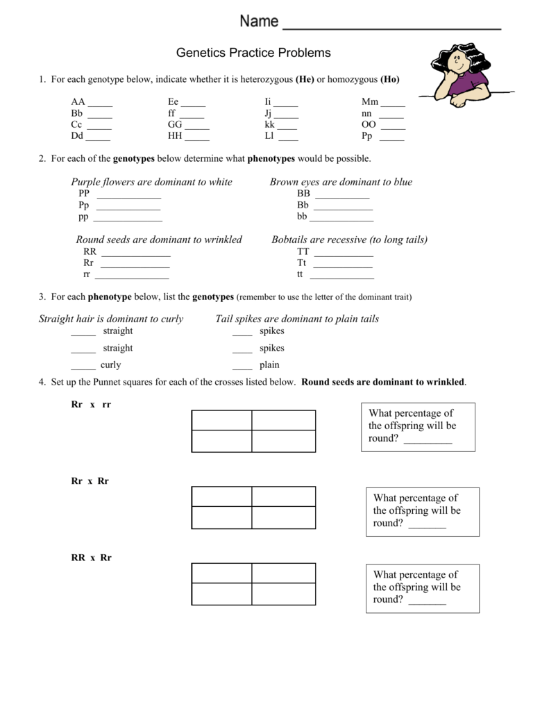 Genetics Practice Problems – Simple Regarding Genetics Practice Problems Worksheet