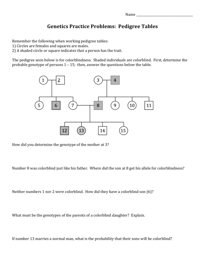 Genetics Practice Problems Worksheet Answers