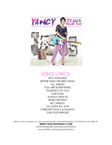 SONG LYRICS - Yancy Ministries, Inc