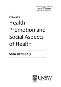 Health Promotion and Social Aspects of Health