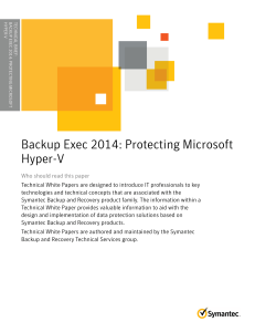 Backup Exec 2014: Protecting Microsoft Hyper-V