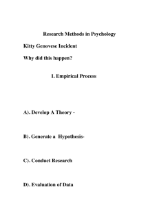Research Methods in Psychology Kitty Genovese Incident Why did