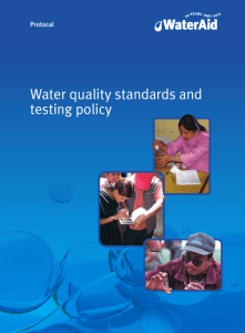 Water quality standards and testing policy