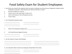 Food Safety Exam for Student Employees