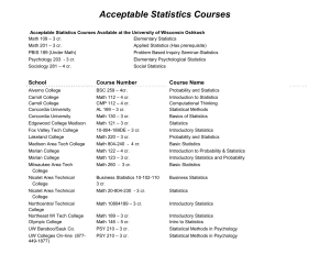 Acceptable Statistics Courses - College of Nursing