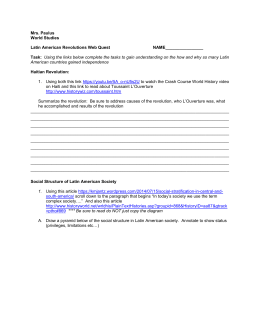 Latin American Revolutions Webquest Worksheet