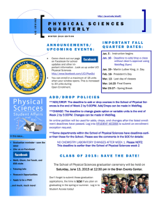 Winter 2015 Newsletter - School of Physical Sciences