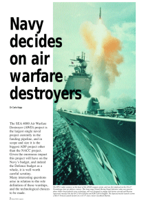Navy decides on Air Warfare Destroyers